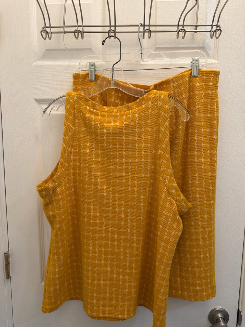 Ann Taylor Mustard Yellow Checked Skirt Set